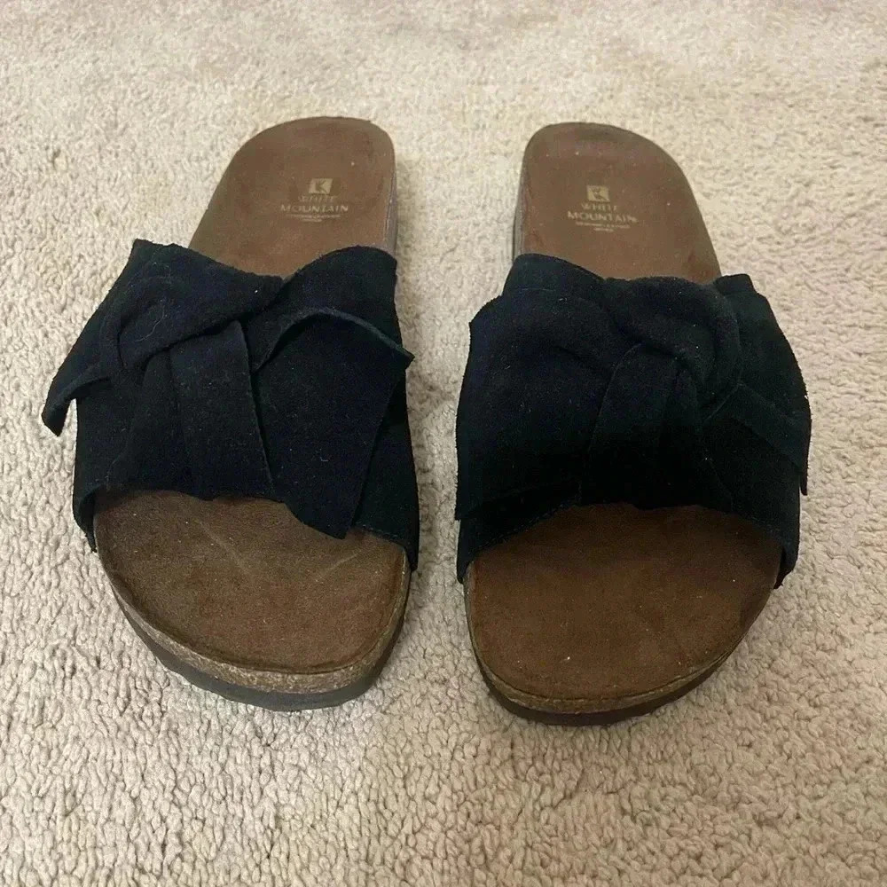 Women’s White Mountain Henley Comfort Flat Slip-on Sandals, Black Suede Size 11 - Picture 5 of 9